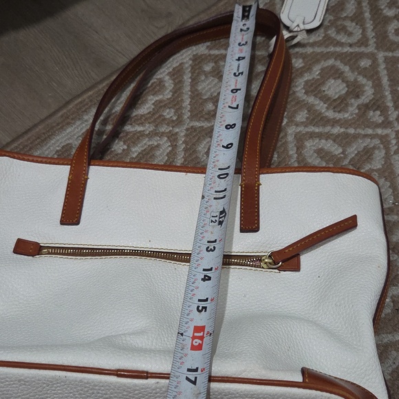 Dooney & Bourke White and Brown Leather Tote Bag - Picture 12 of 14